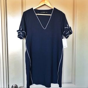 NWT Navy Blue Zara Dress with Bow Sleeves
